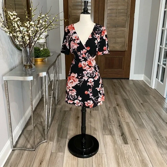 black mini dress with gold detail Dakota Dress main image 0